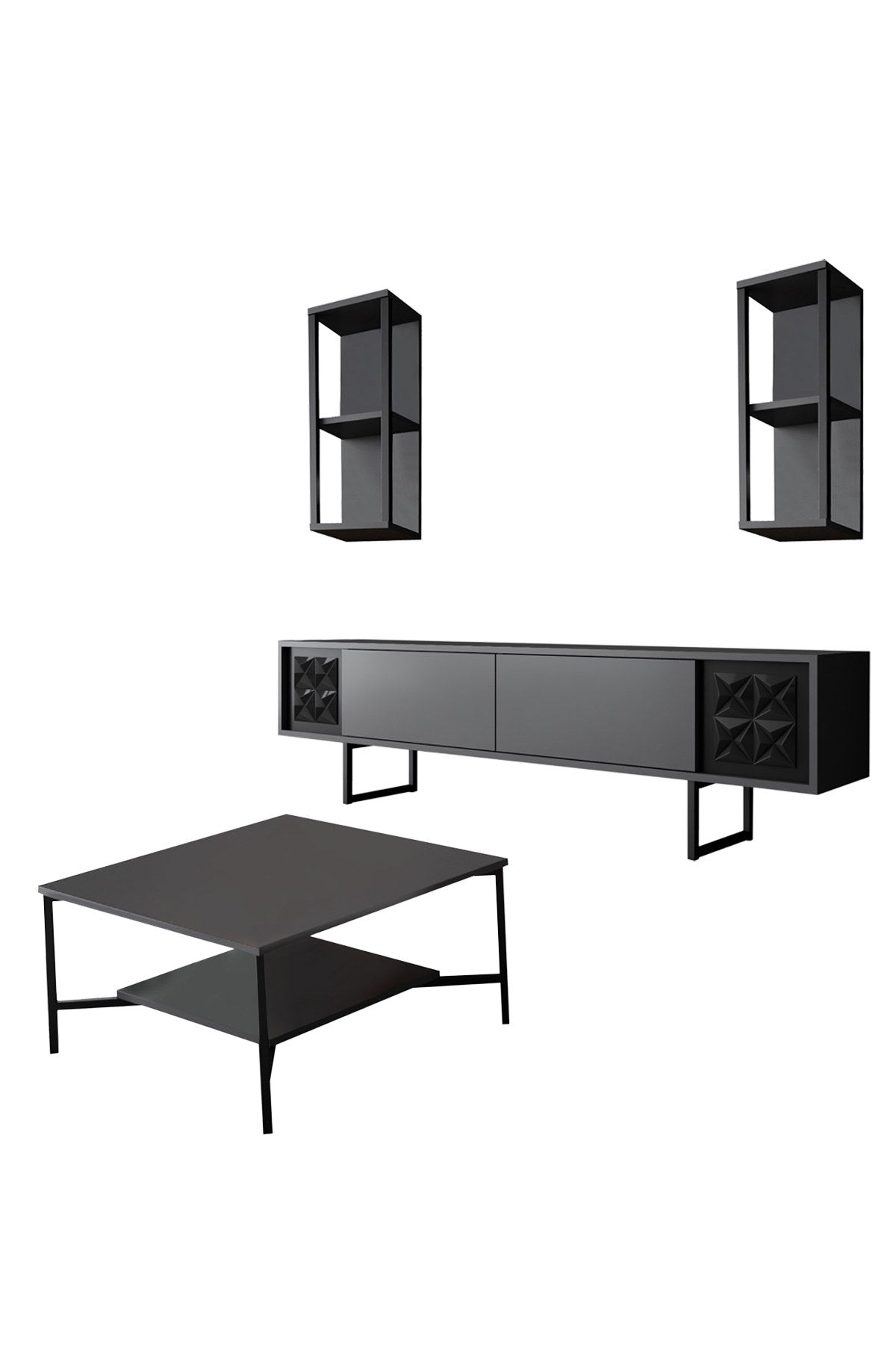 Furniture Set Anthracite-Black - Black Line - Coffee Table + TV Furniture