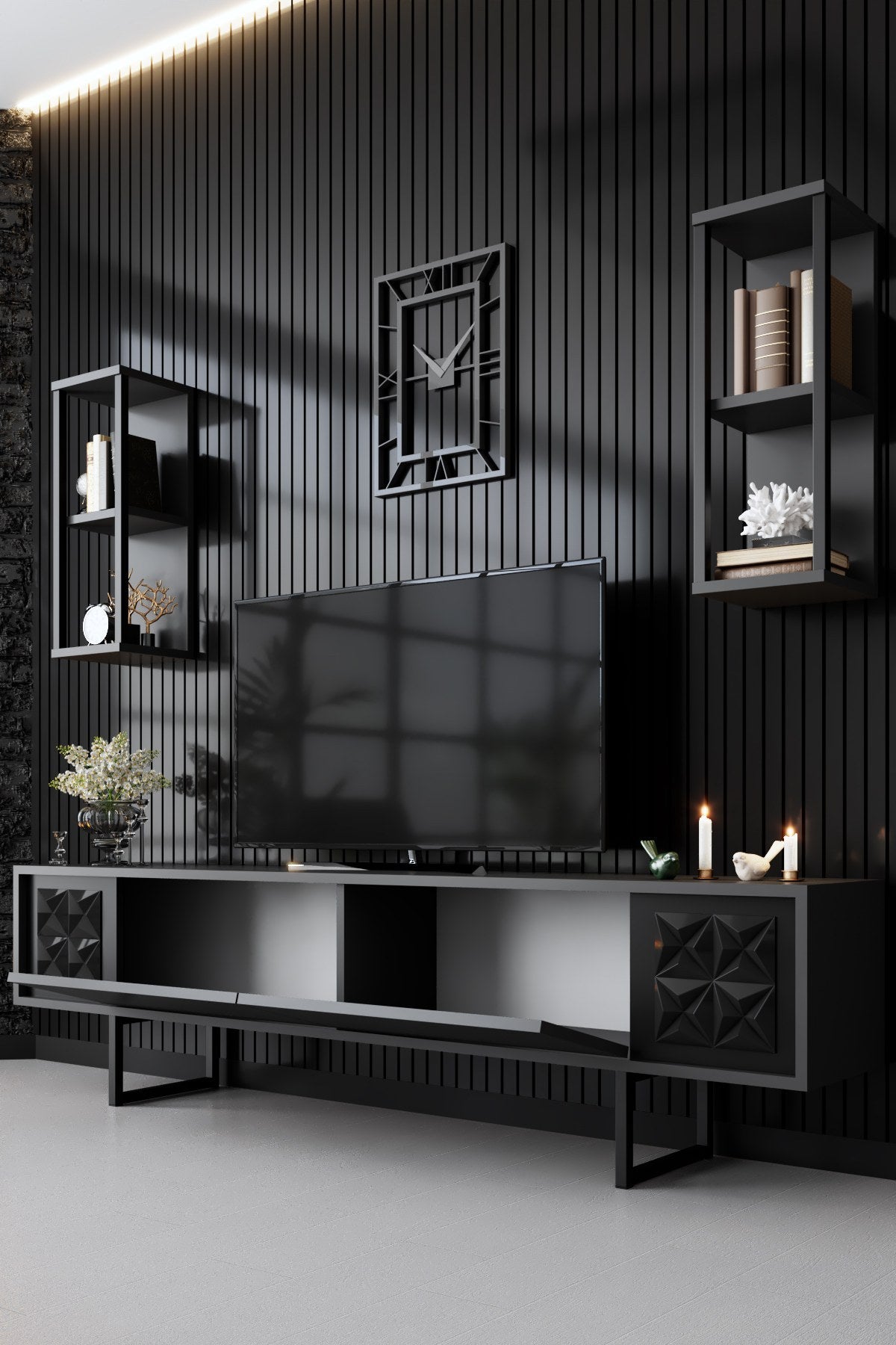 Furniture Set Anthracite-Black - Black Line - Coffee Table + TV Furniture