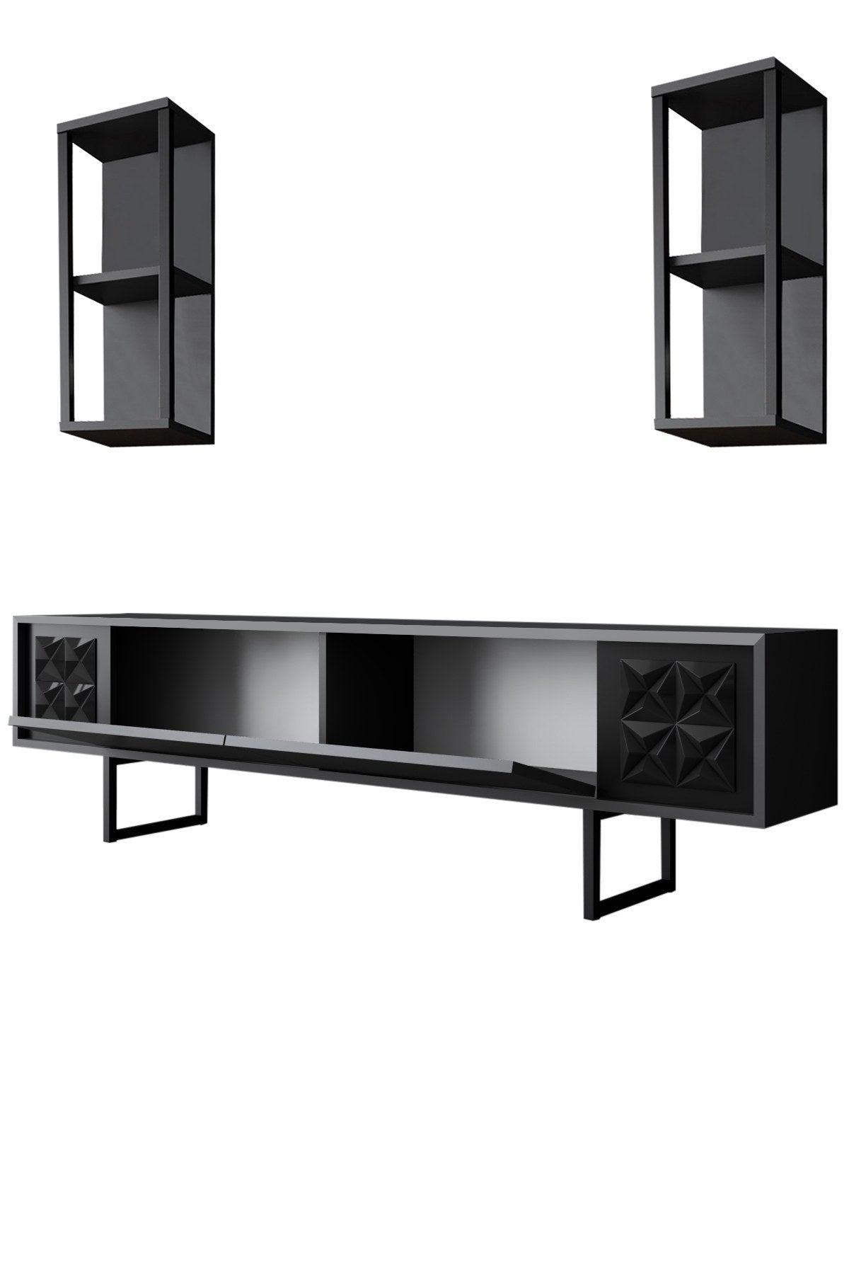 Furniture Set Anthracite-Black - Black Line - Coffee Table + TV Furniture