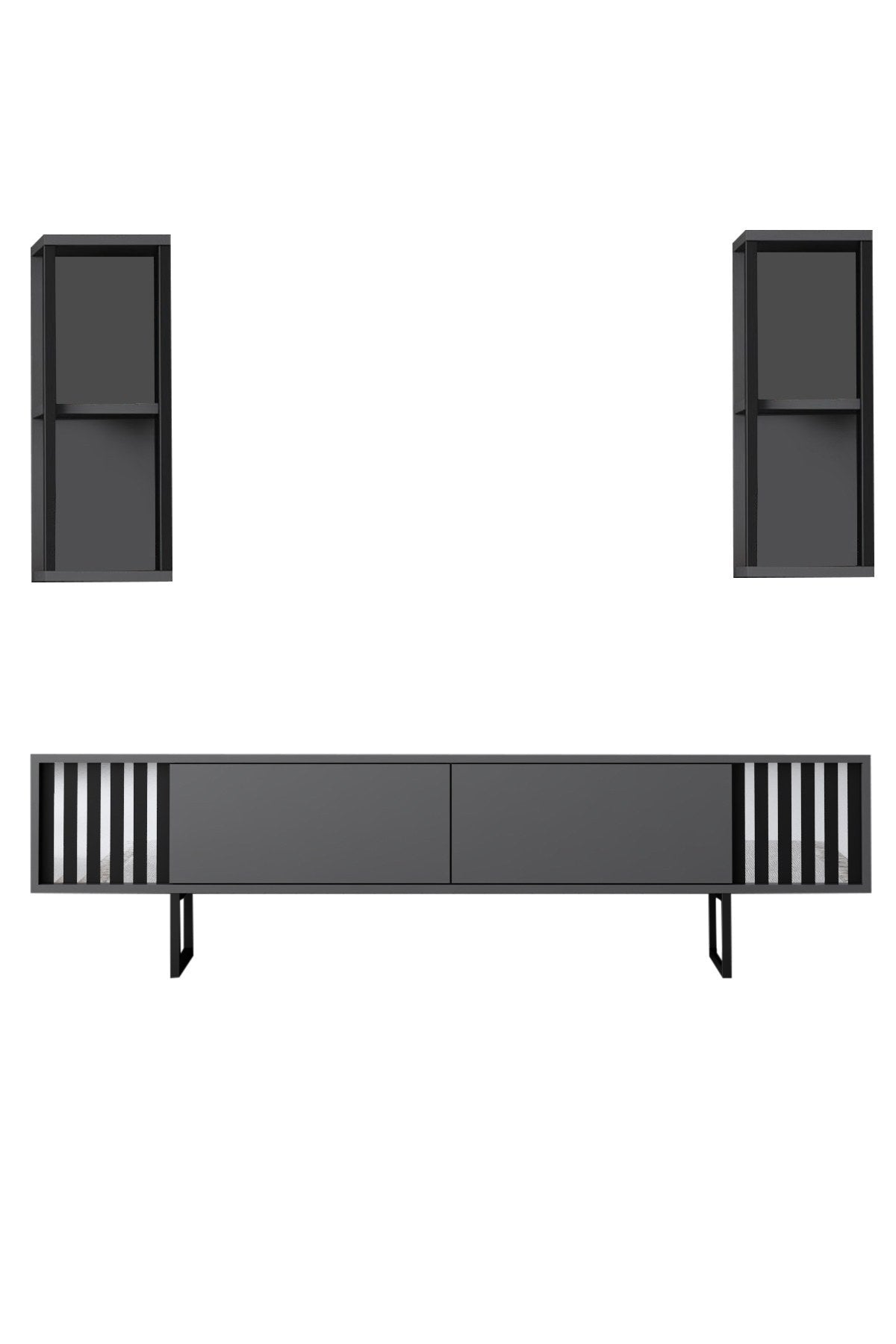 Furniture set Anthracite-Black - Chrome Line - Coffee table + TV cabinet