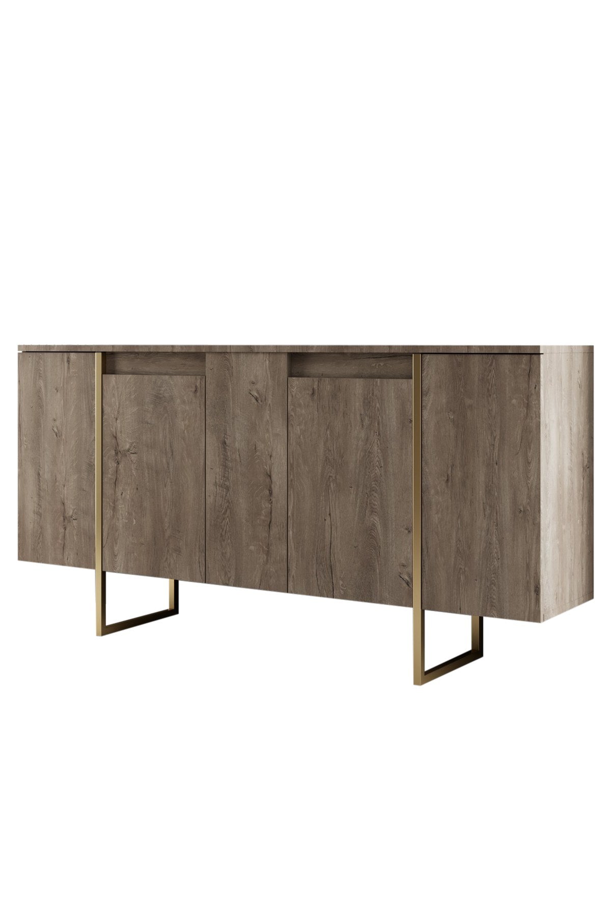 Modern sideboard Walnut Luxe 160x80x35 - Gold frame