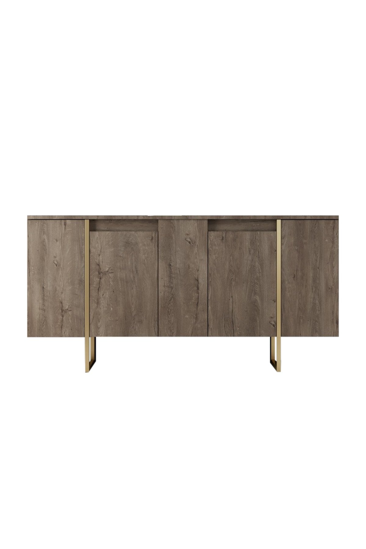 Modern sideboard Walnut Luxe 160x80x35 - Gold frame