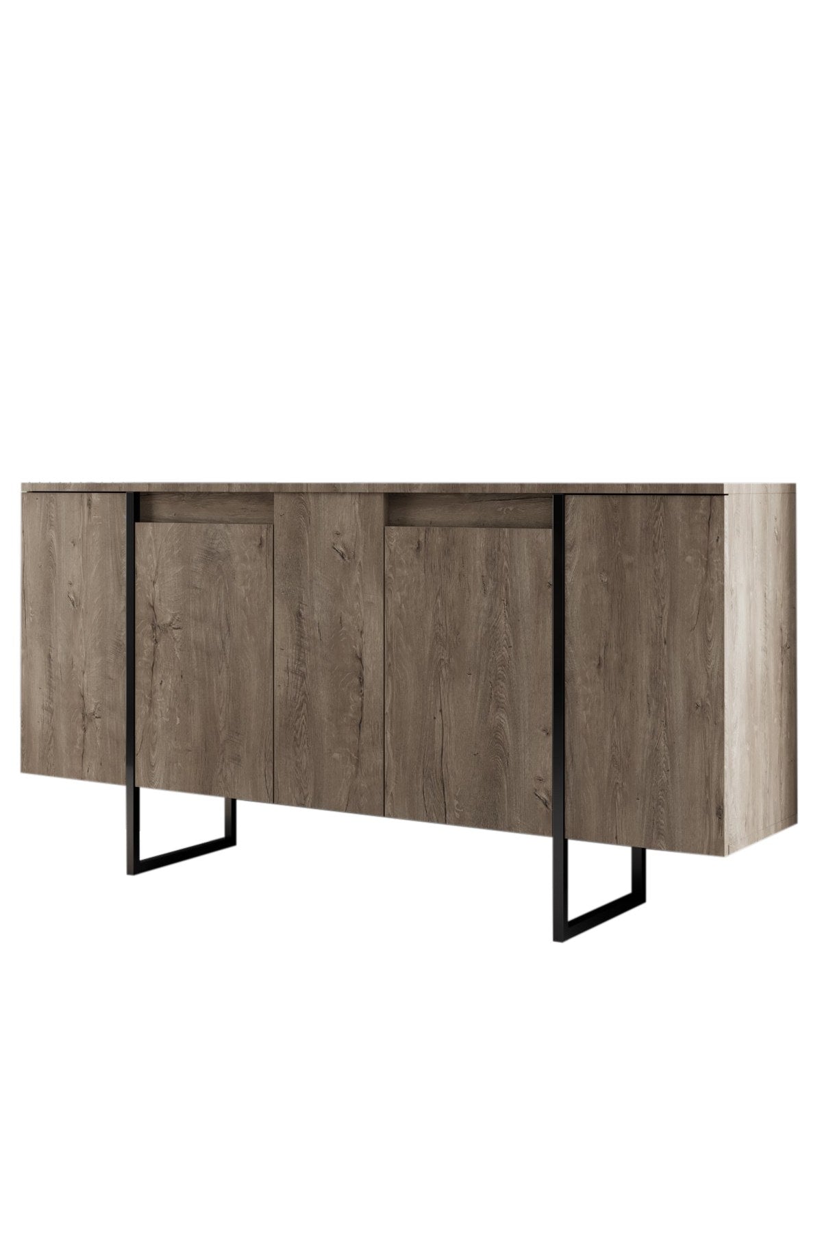 Furniture set Walnut Luxe - Coffee table + TV cabinet + sideboard - Black frame