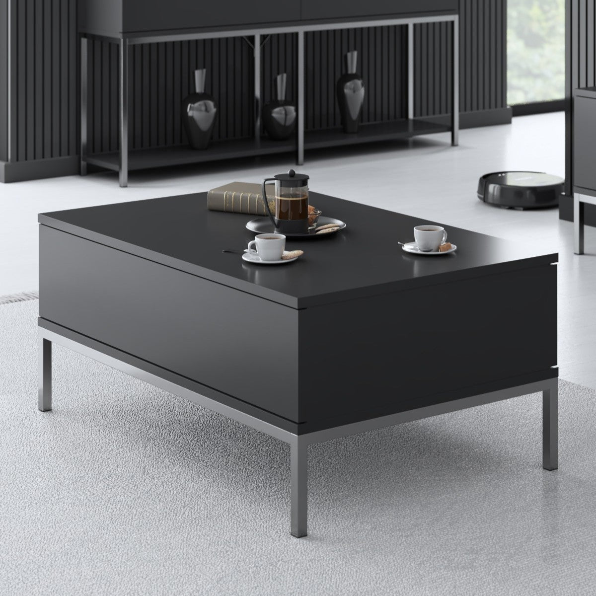 Rectangular Coffee Table Anthracite Lord 90x60 - Silver Frame