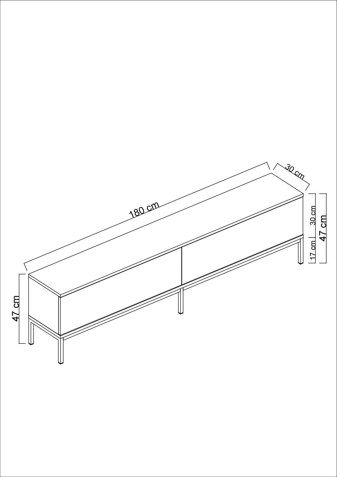 TV Meubels - TV Meubel Lord Zwart Melamine 180x47x30 cm - Dimehouse
