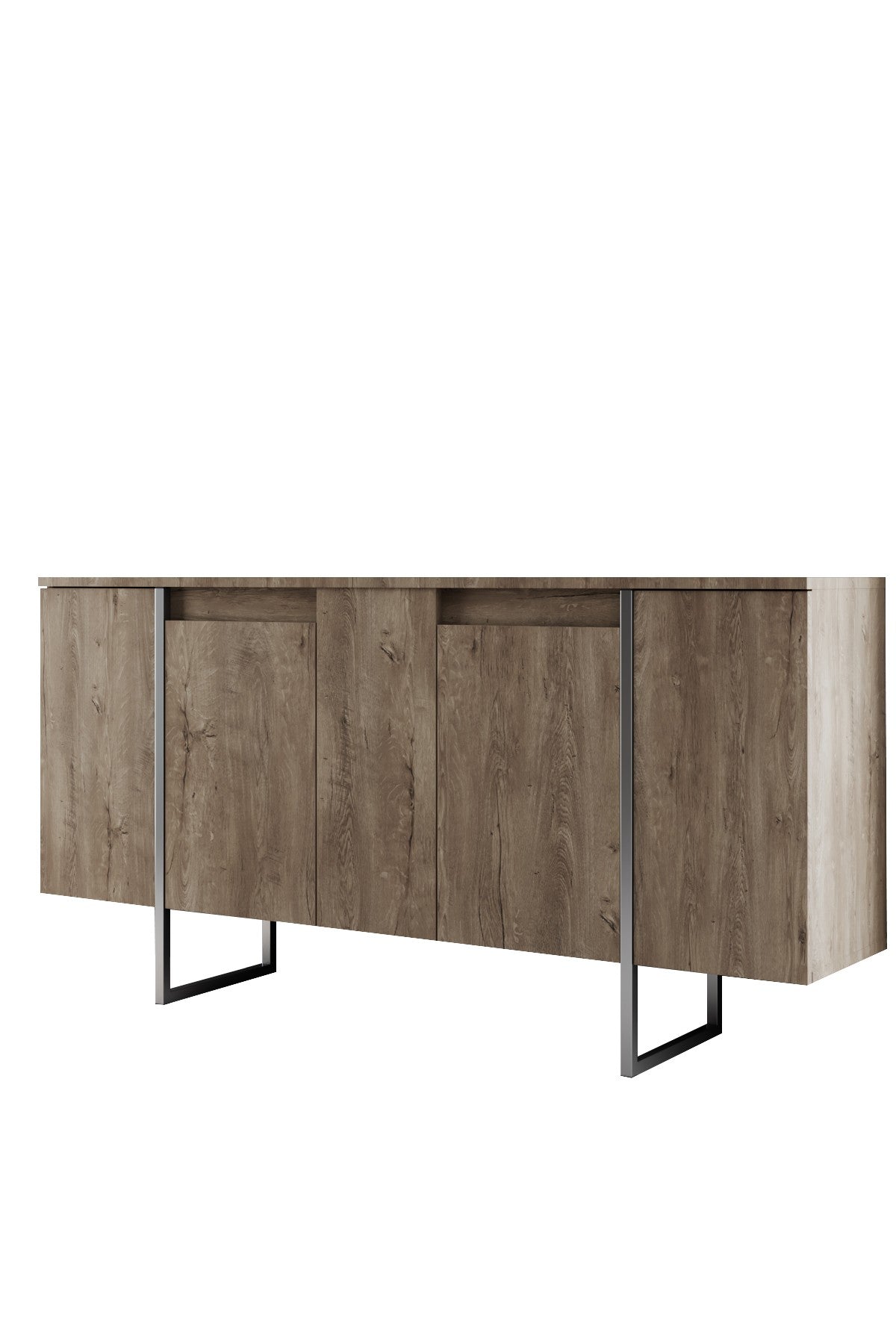 Furniture Set Walnut Luxe - Coffee table + TV cabinet + sideboard - Silver frame