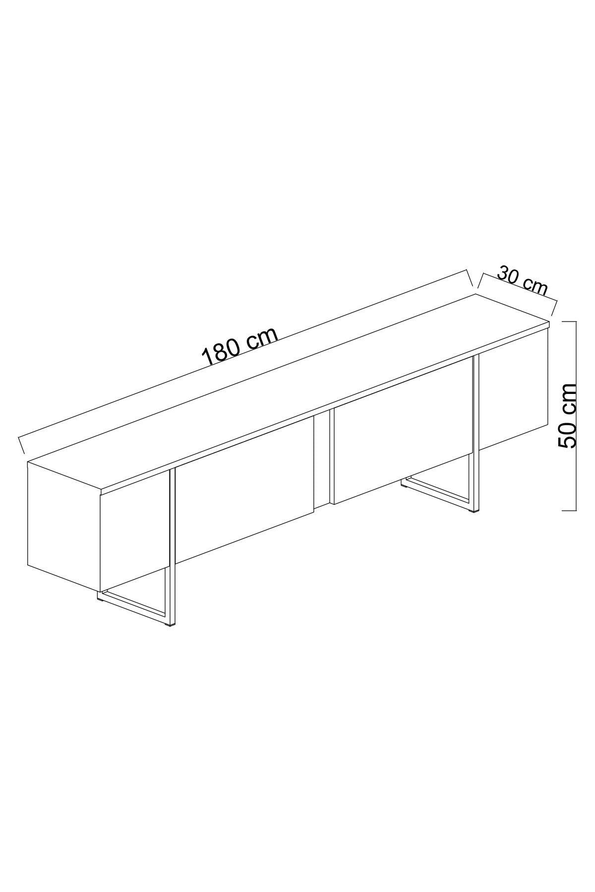 TV Meubels - TV Meubel Walnoot Luxe 180x50x30 - Zilver Frame - Dimehouse