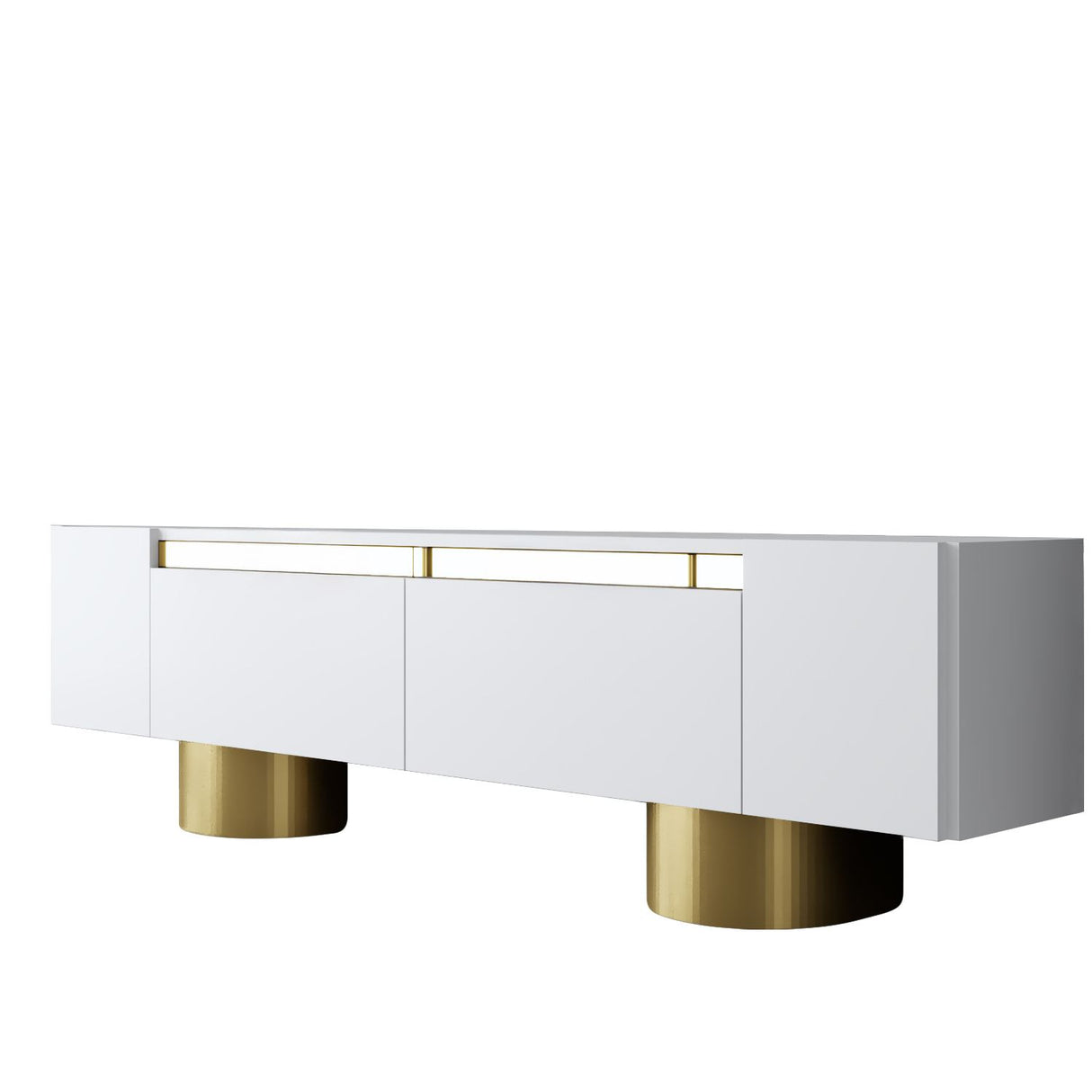 TV cabinet White Bohem 180x50x30 - Golden frame