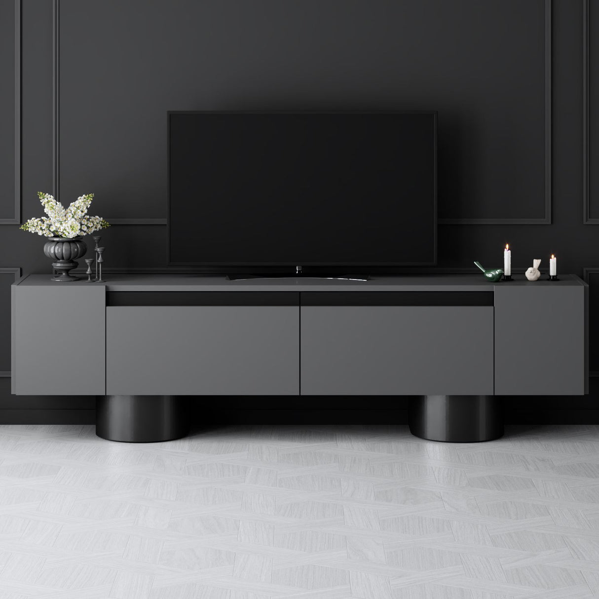 TV Furniture Anthracite Bohem 180x50x30 - Black Frame