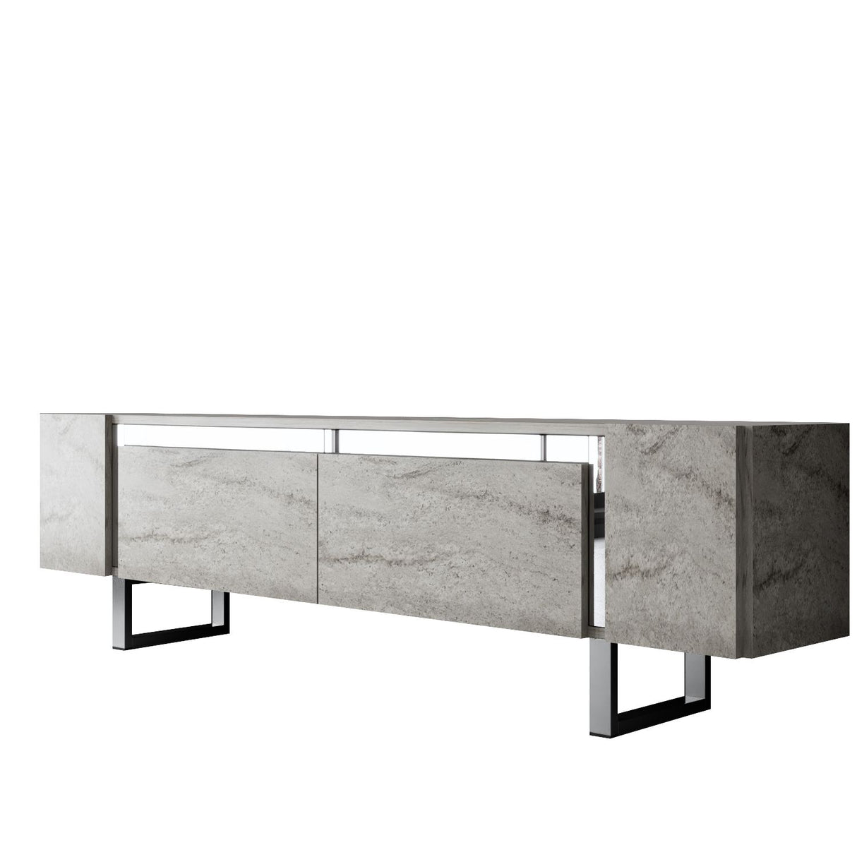 TV Cabinet Travertine Yildiz 180x50x30 - Silver Frame