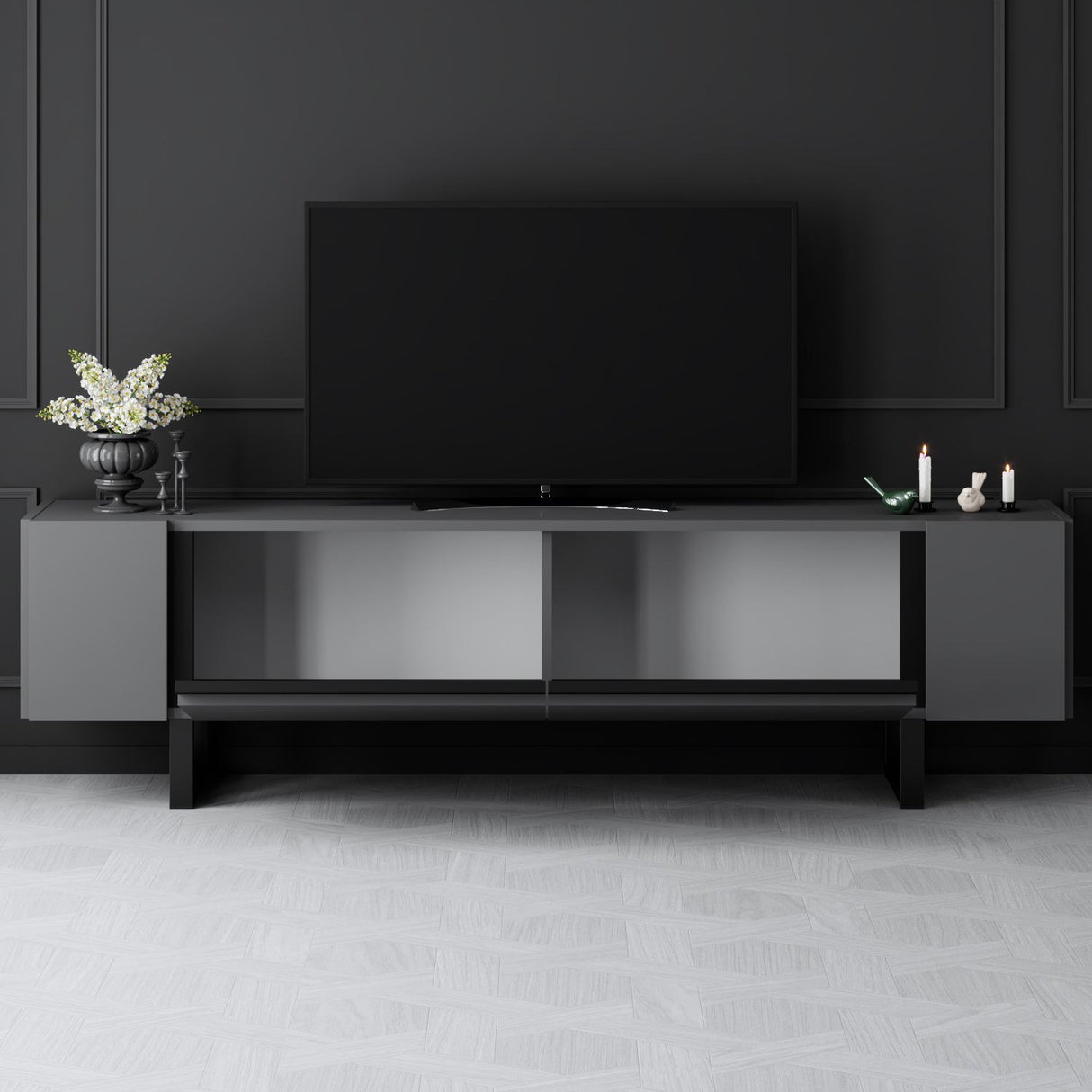 TV Cabinet Anthracite Yildiz 180x50x30 - Black Frame