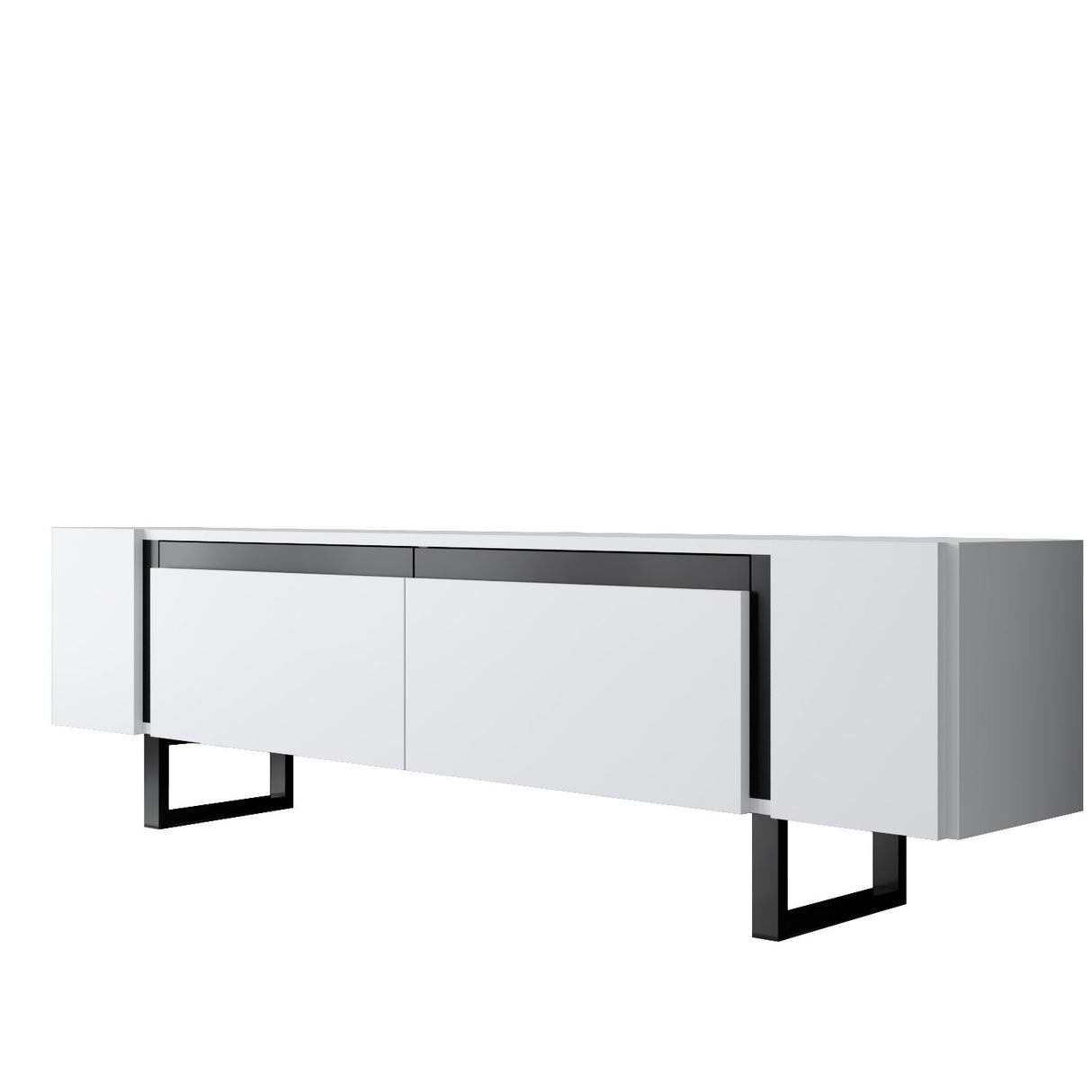 TV Cabinet White Yildiz 180x50x30 - Black Frame