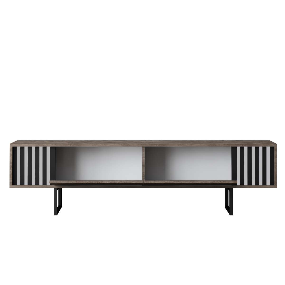 TV cabinet Walnut Chrome Line 180x48x30 - Black frame