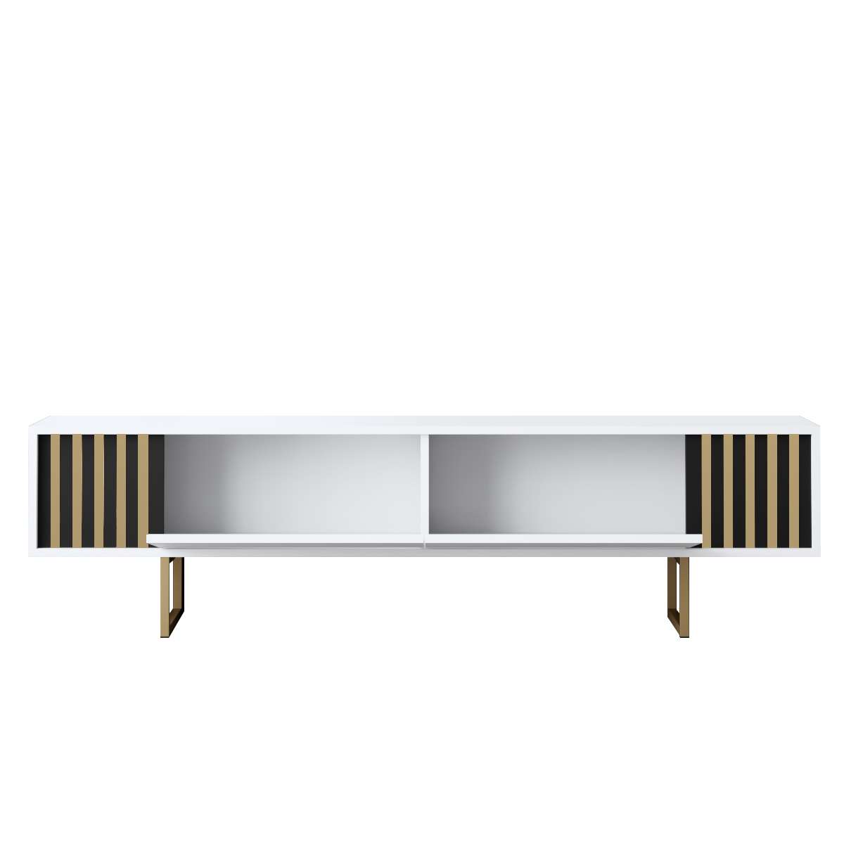 TV Furniture White Gold Line 180x48x30 - Gold Frame