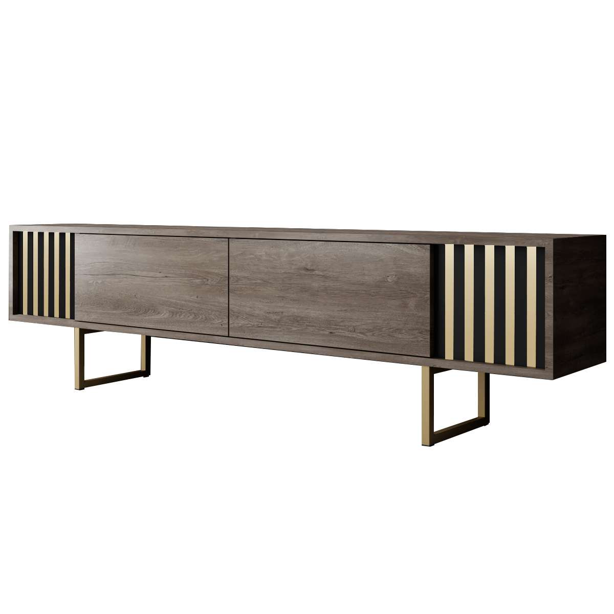 TV Furniture Walnut Gold Line 180x48x30 - Gold Frame