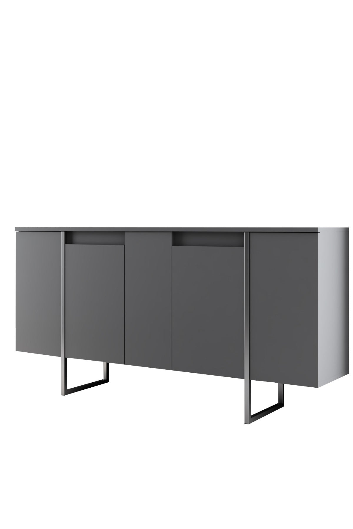Modern Sideboard Anthracite Luxury 160x80x35 - Silver Frame