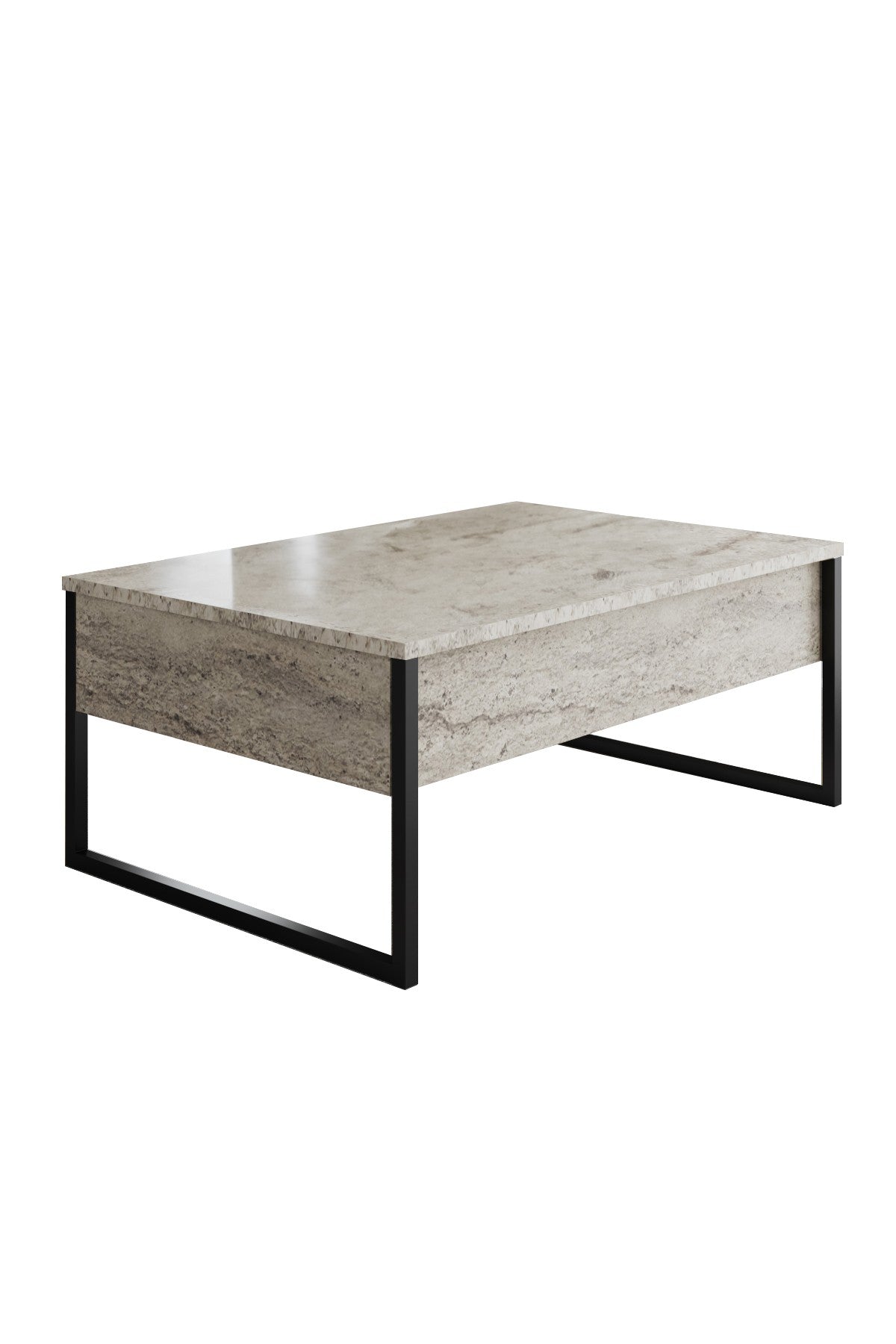 Rectangular Coffee Table Travertine Luxe 90x60 - Black Frame