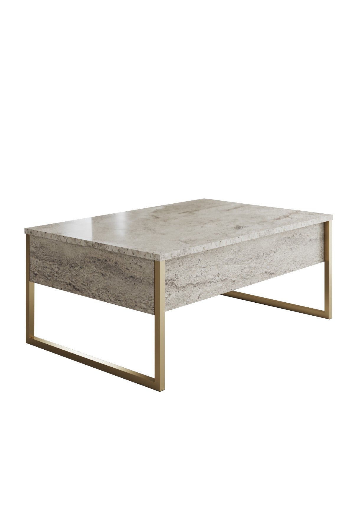 Rectangular coffee table Travertine Luxe 90x60 - Gold frame