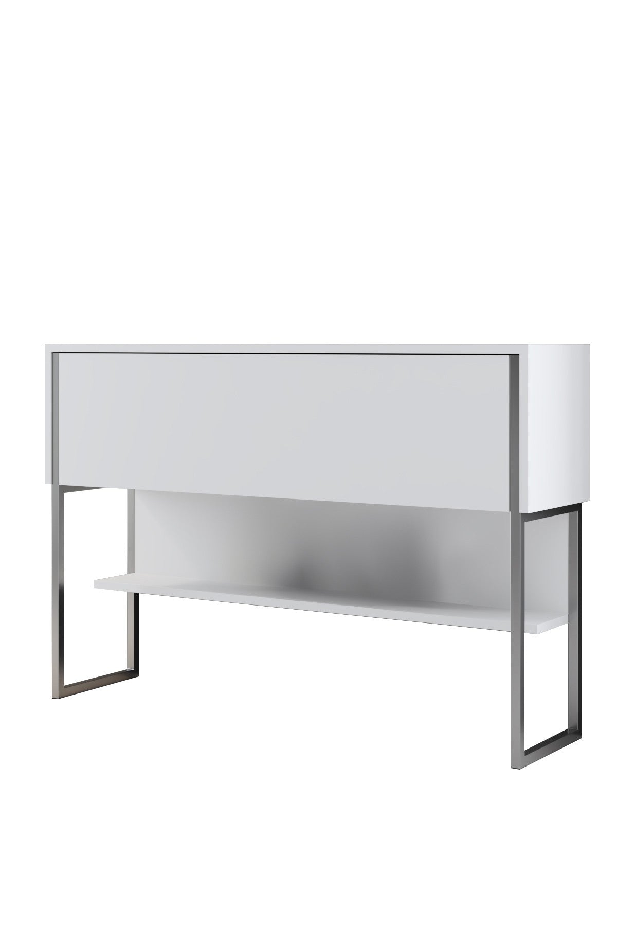 Modern Sideboard White Luxury 120x80x30 - Silver Frame - One Compartment