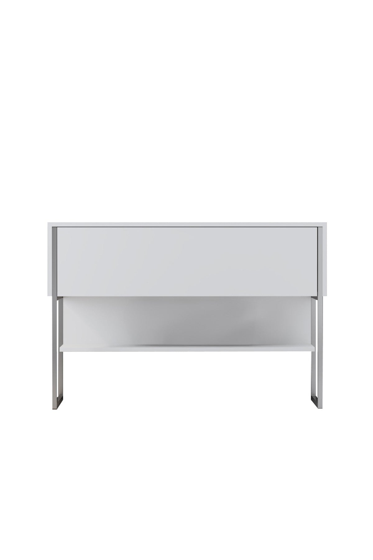 Modern Sideboard White Luxury 120x80x30 - Silver Frame - One Compartment