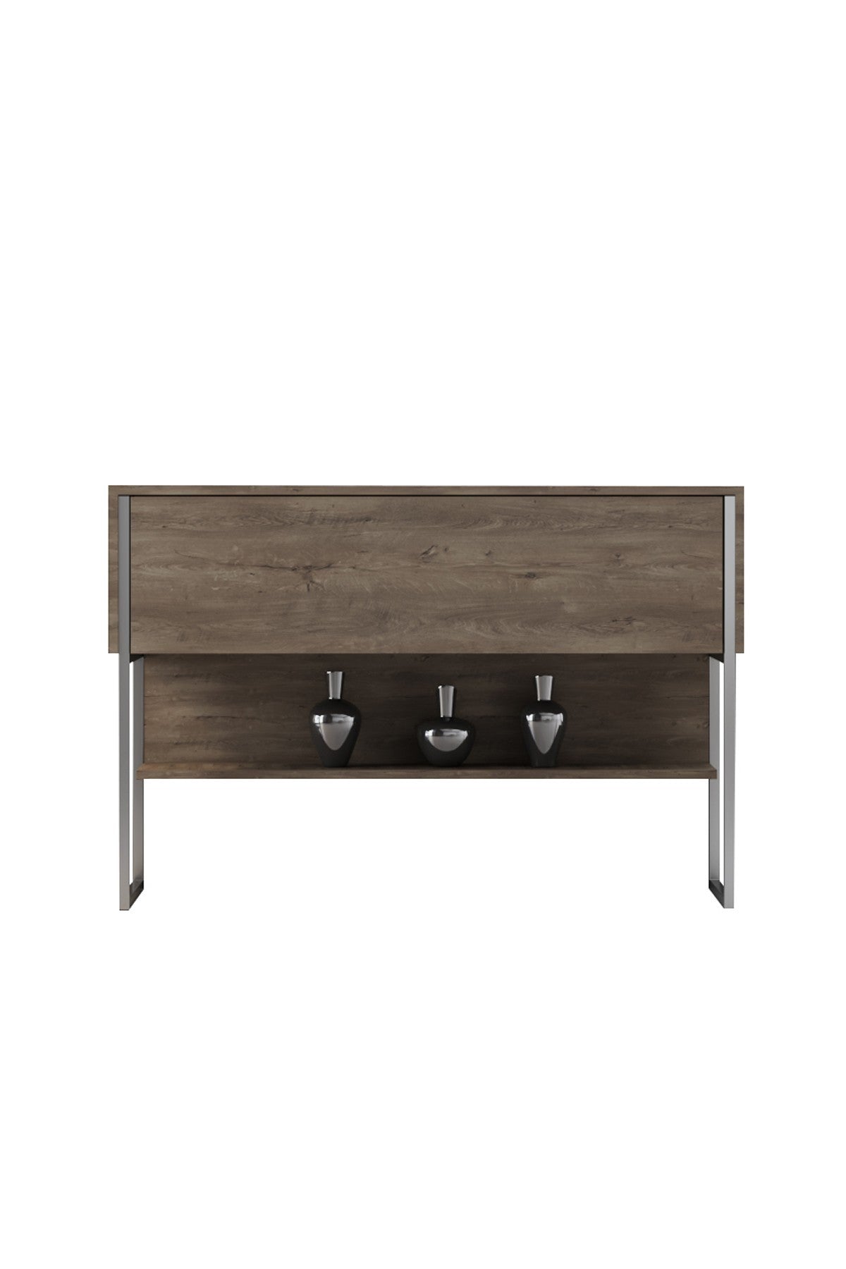 Modern Walnut Sideboard Luxury 120x80x30 - Silver Frame - One Compartment