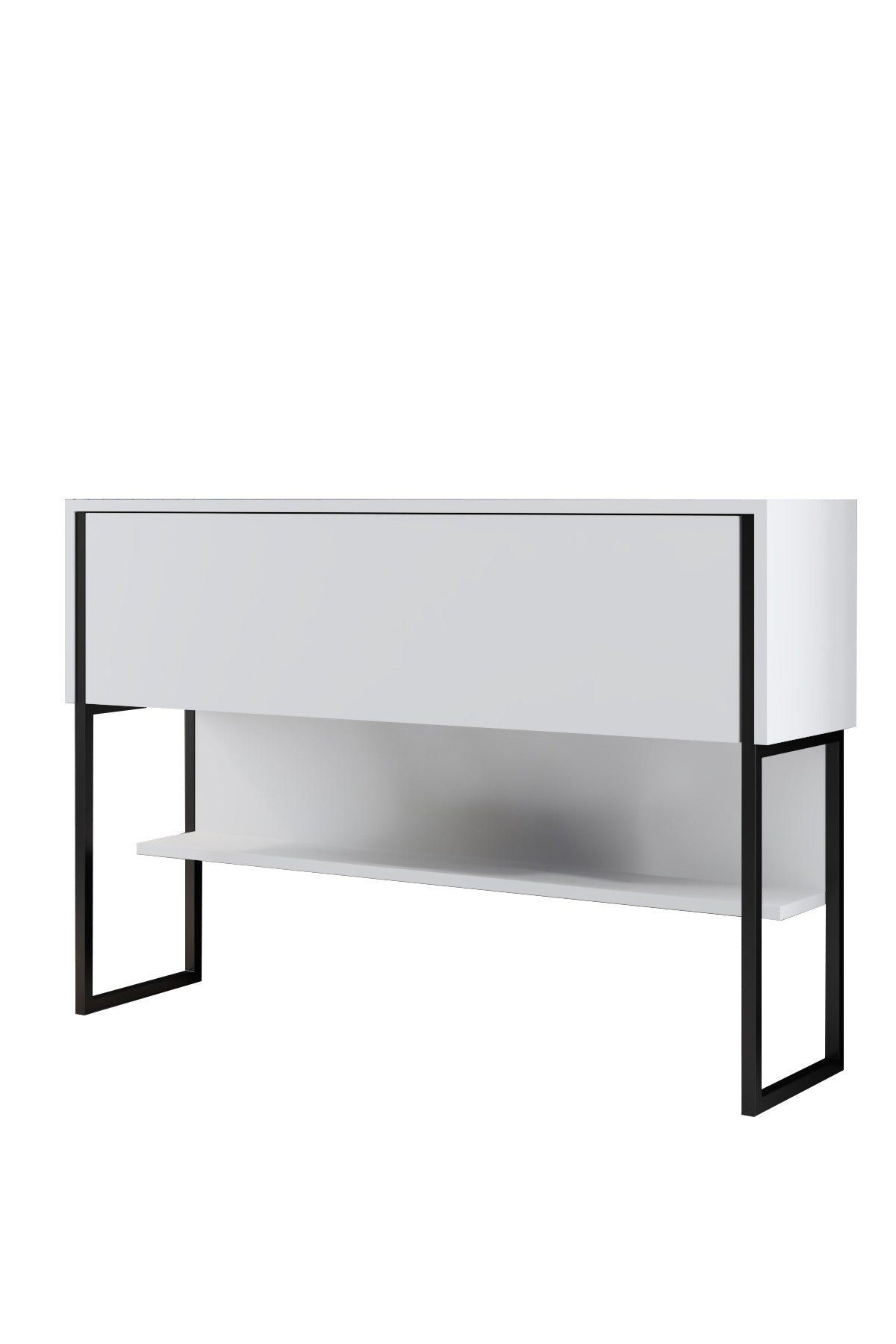 Modern Sideboard White Luxury 120x80x30 - Black Frame - One Compartment