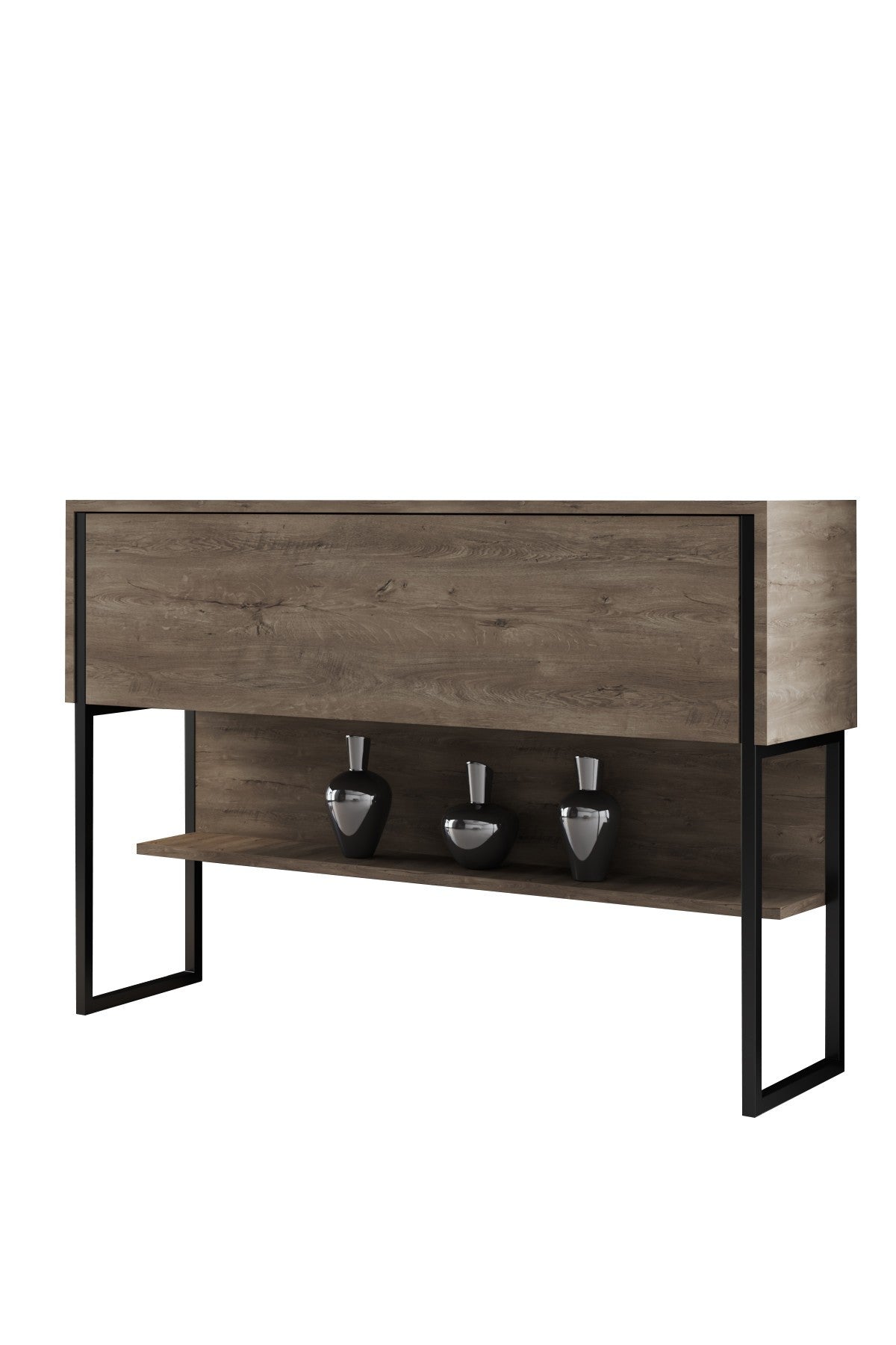 Modern Walnut Sideboard Luxury 120x80x30 - Black Frame - One Compartment