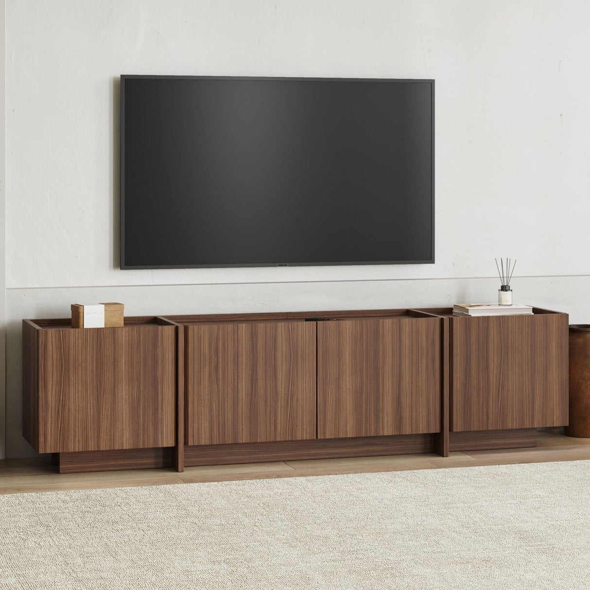 Lowen TV cabinet in Milano walnut 180 cm Melamine coated wood composite