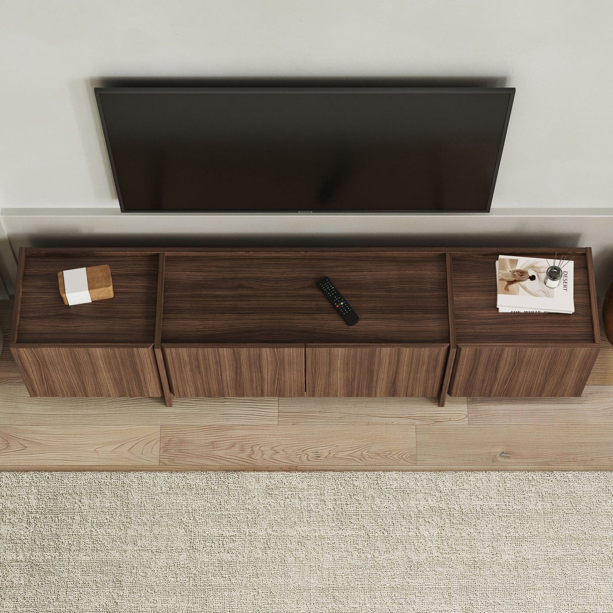 Lowen TV cabinet in Milano walnut 180 cm Melamine coated wood composite