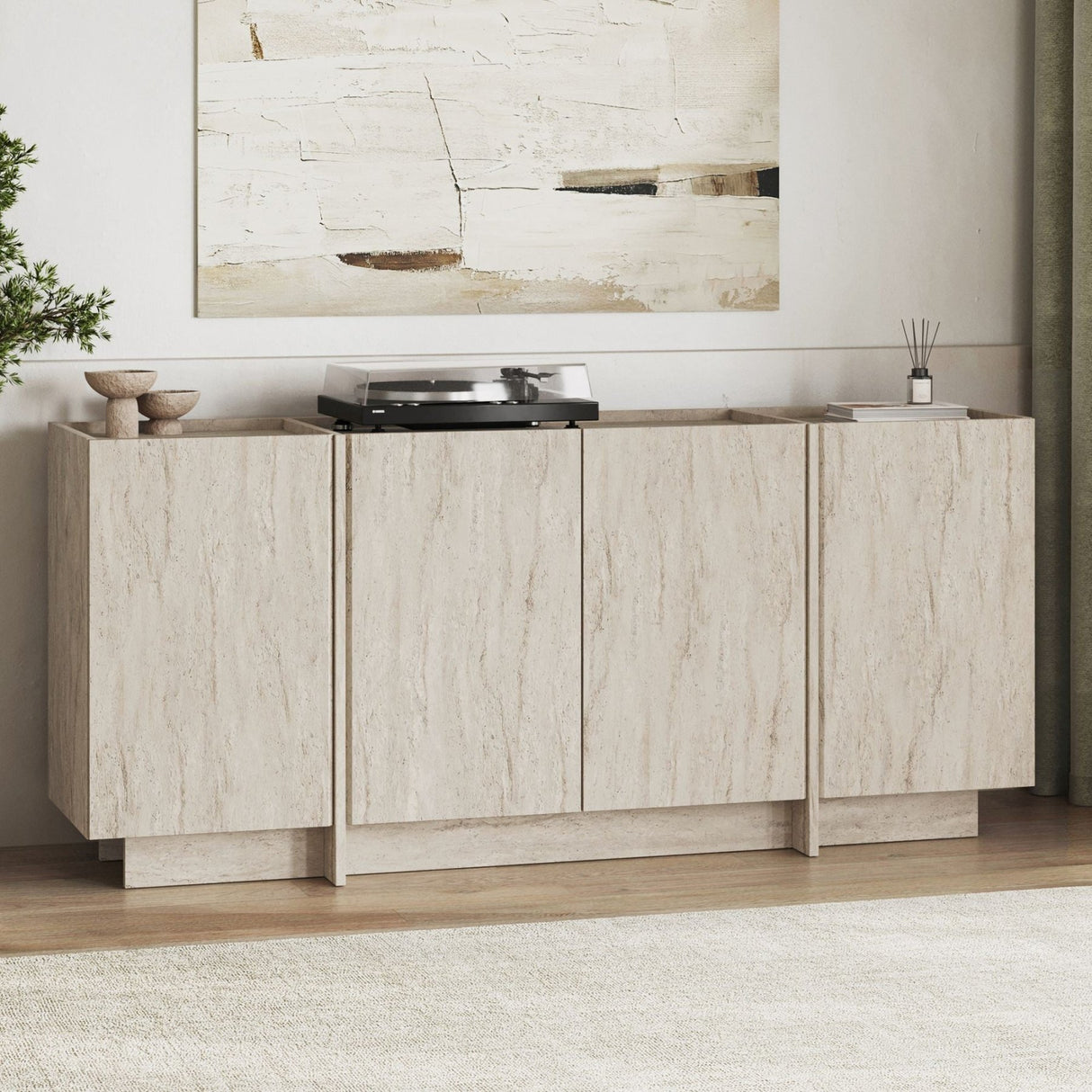 Dorma console table travertine look 180 cm Melamine-coated wood