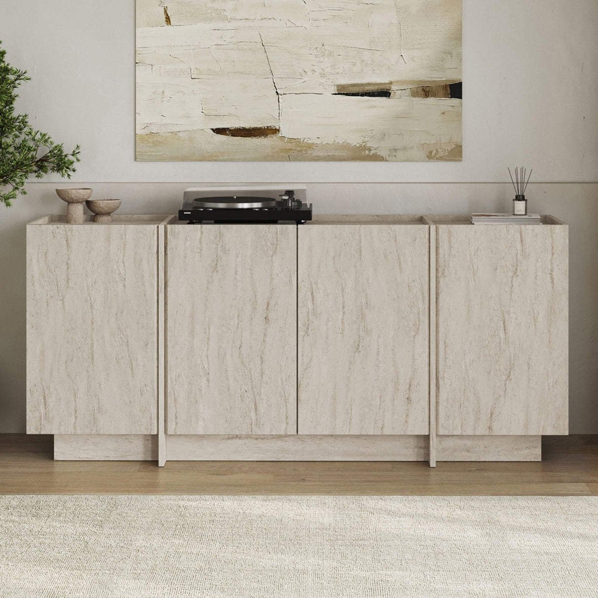 Dorma console table travertine look 180 cm Melamine-coated wood
