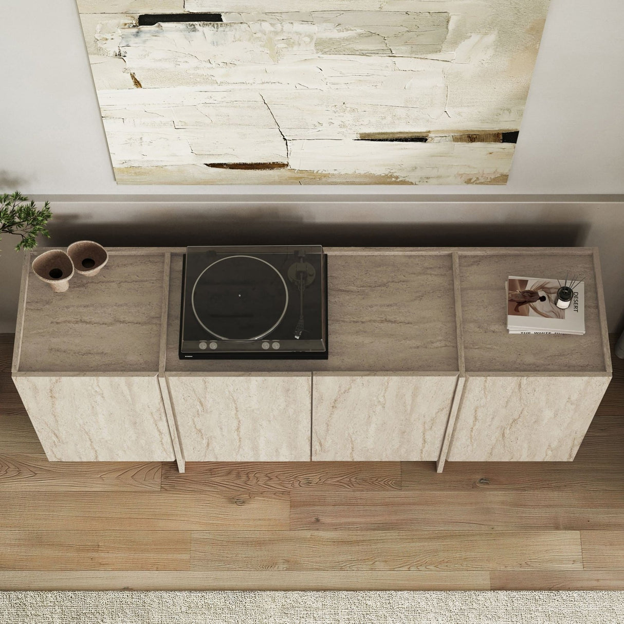 Dorma console table travertine look 180 cm Melamine-coated wood