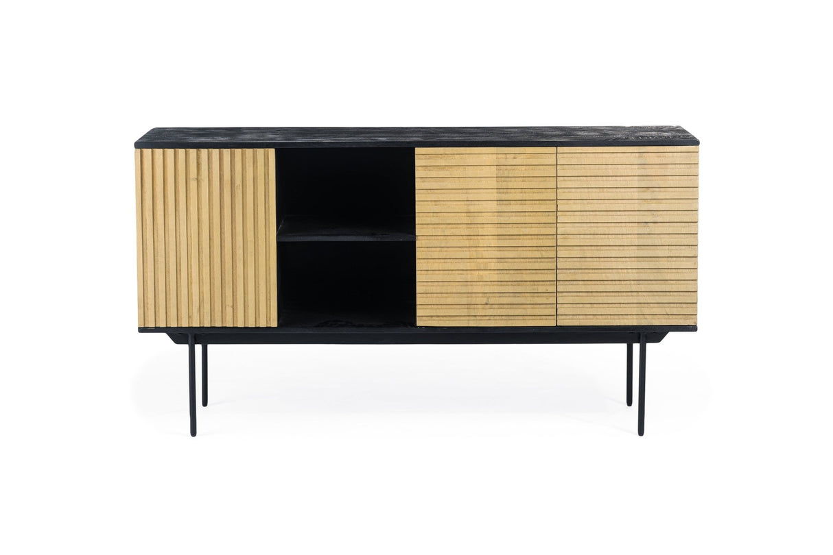 Manu sideboard made of mango wood black natural 160x40x86 cm