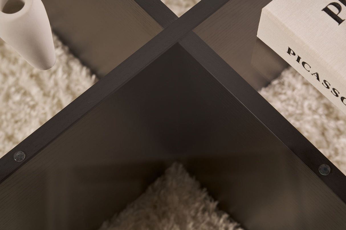 Aris Round Coffee Table 75 cm Glass - Black Base