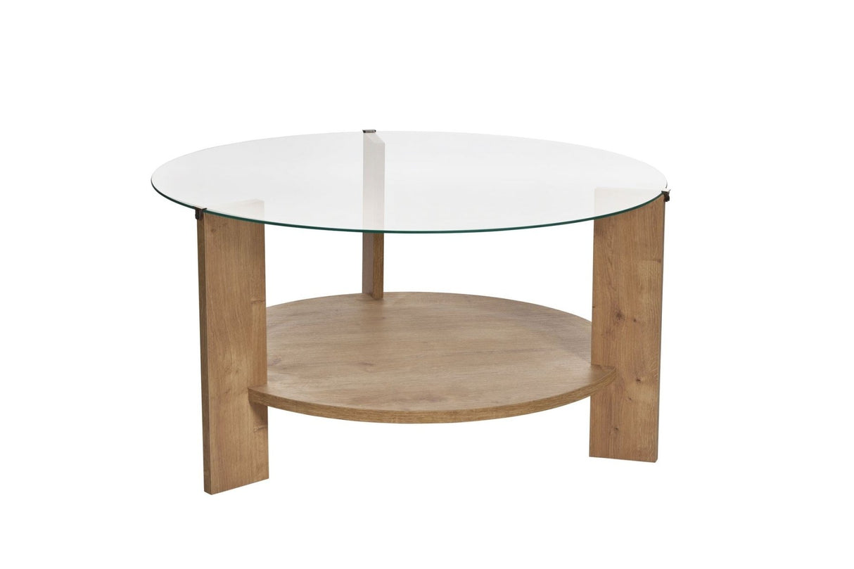Cairo Coffee Table Round Ø75 cm Sapphire Oak - Glass 75x75x40 cm