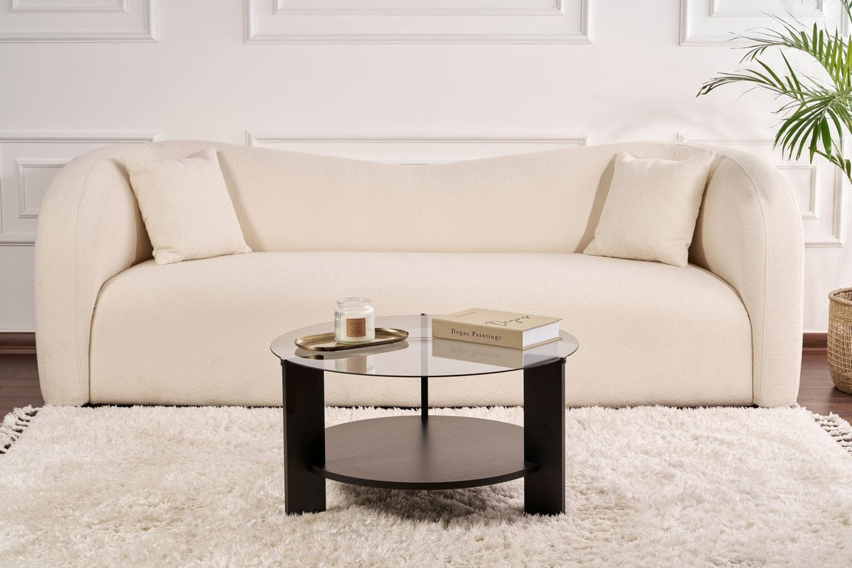 Cairo Coffee Table Round Ø75 cm Black - Smoke Glass 75x75 cm