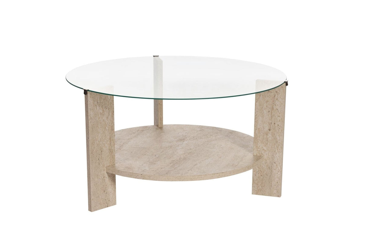 Cairo Coffee Table Round Ø75 cm Travertine - Glass 75x75x40 cm