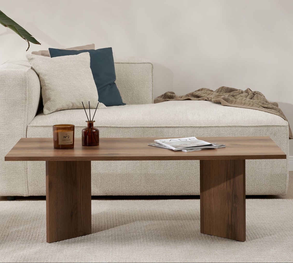 Living room table Sabin Walnut 119x60 cm Melamine