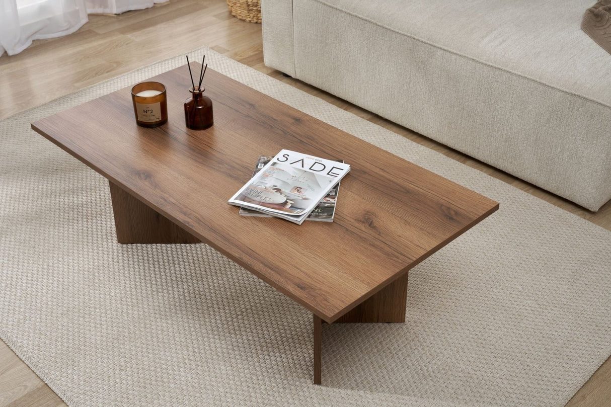 Living room table Sabin Walnut 119x60 cm Melamine