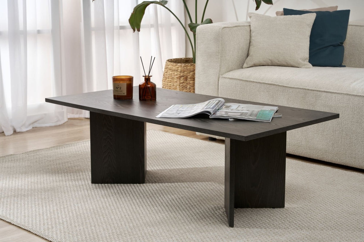 Salontafels - Rechthoekige salontafel zwart melamine Sabin 119x60 cm - Dimehouse