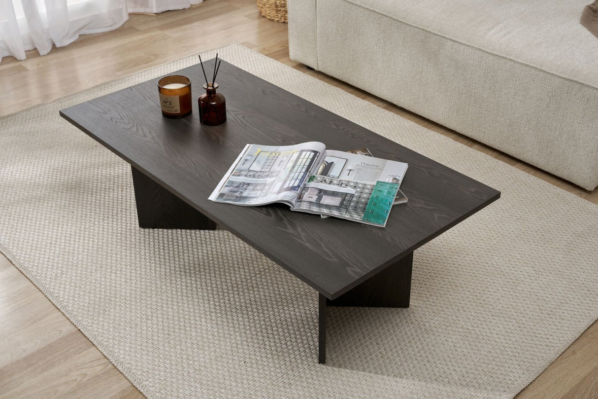Salontafels - Rechthoekige salontafel zwart melamine Sabin 119x60 cm - Dimehouse