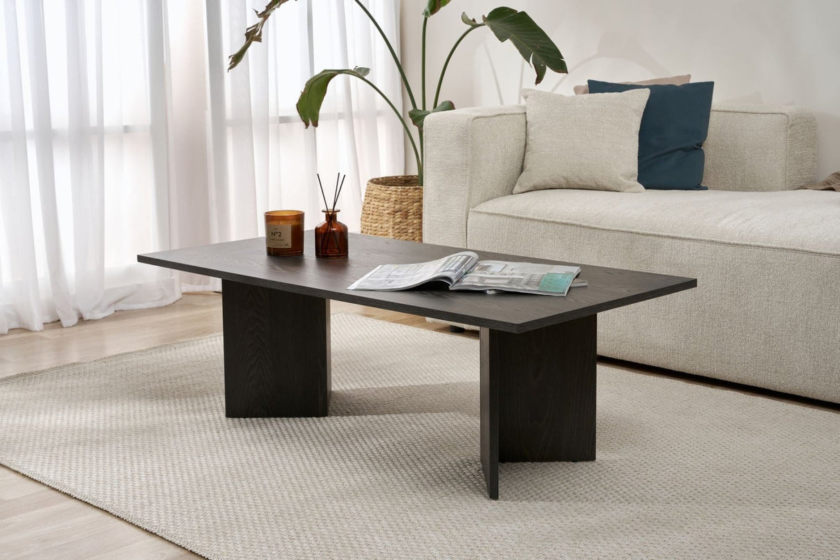 Salontafels - Rechthoekige salontafel zwart melamine Sabin 119x60 cm - Dimehouse