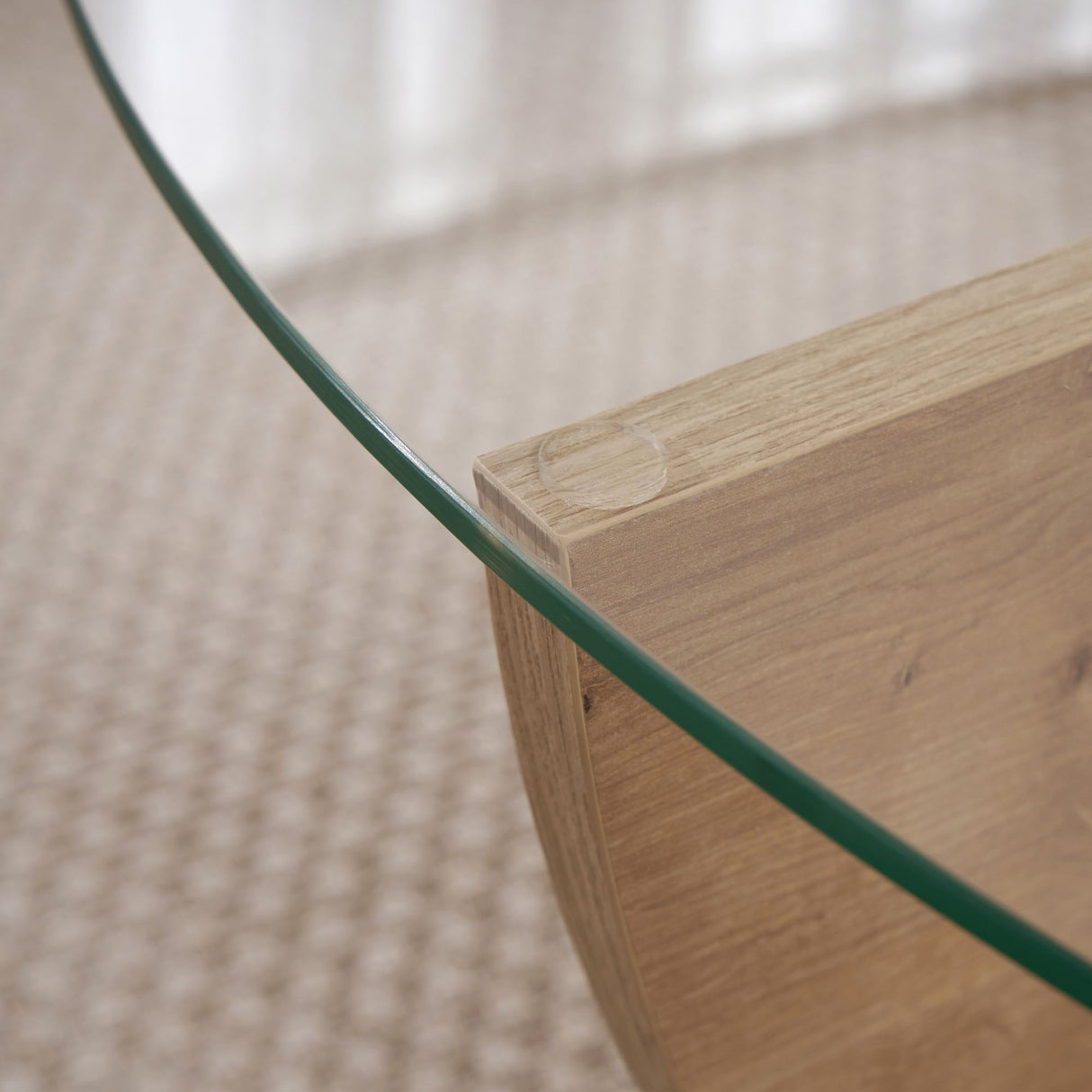 Liya salontafel Sapphire Oak ovaal 90 cm Gehard glas