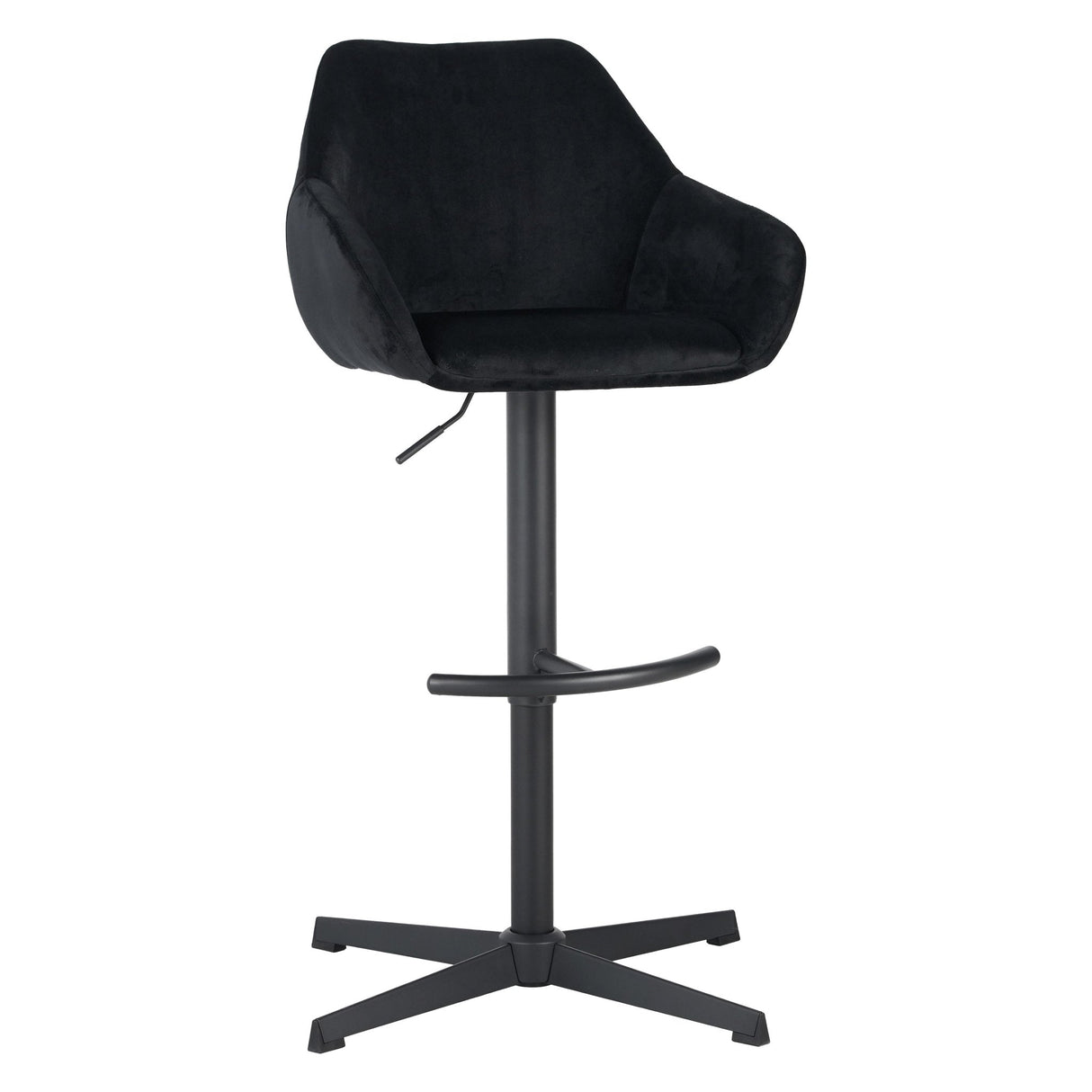 Venom Bar Stool Black Velvet - adjustable rotating bar seat with armrest