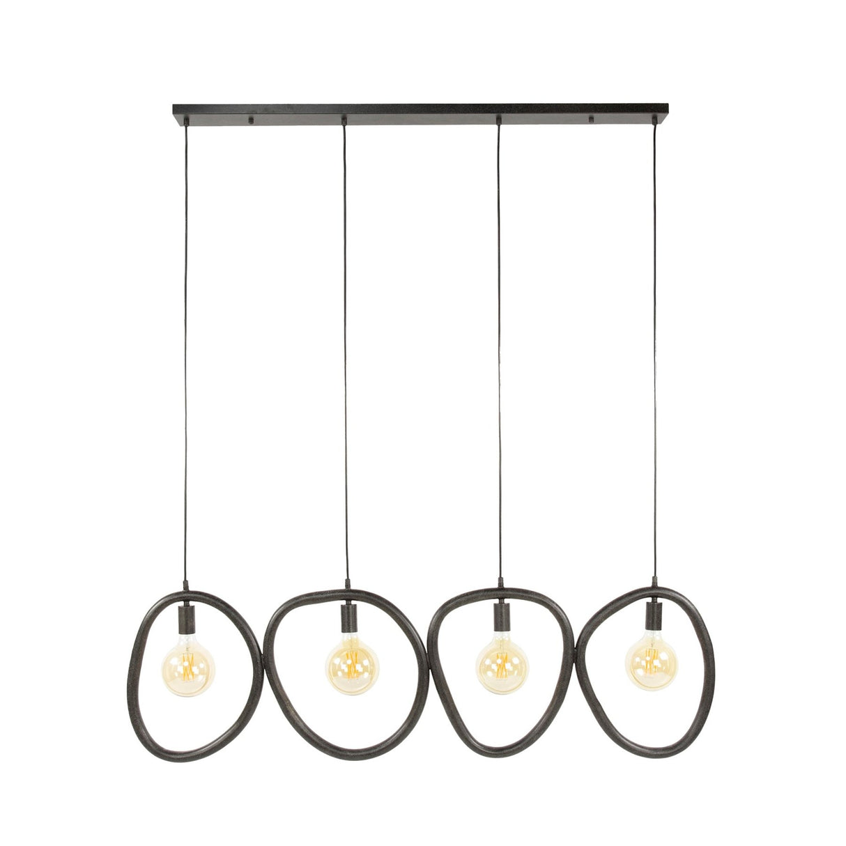 Pendant Lamp Nova 4-lights Black Metal 140 cm