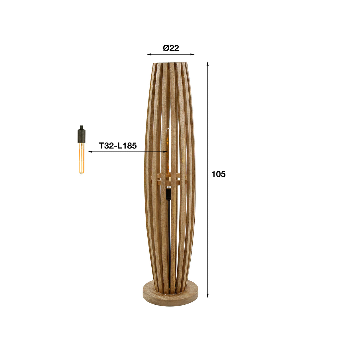 Floor lamps - Floor lamp Jalou Mango wood 1 light source - Dimehouse