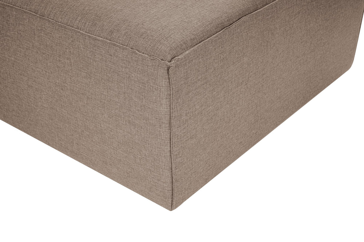 Modular corner sofa with loose ottoman in brown linen fabric Fora
