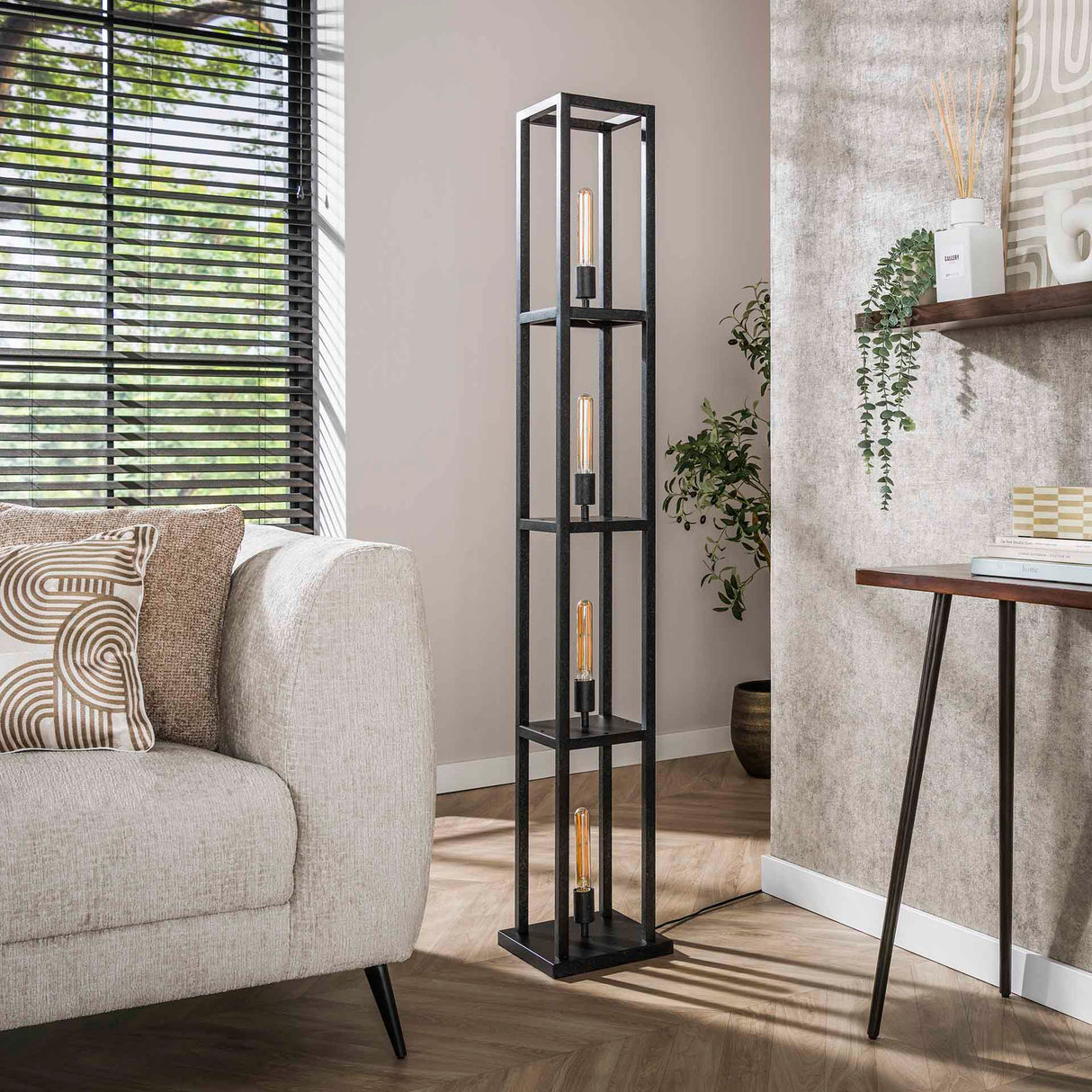 Industrial floor lamp Ardon 4-lights - Black metal