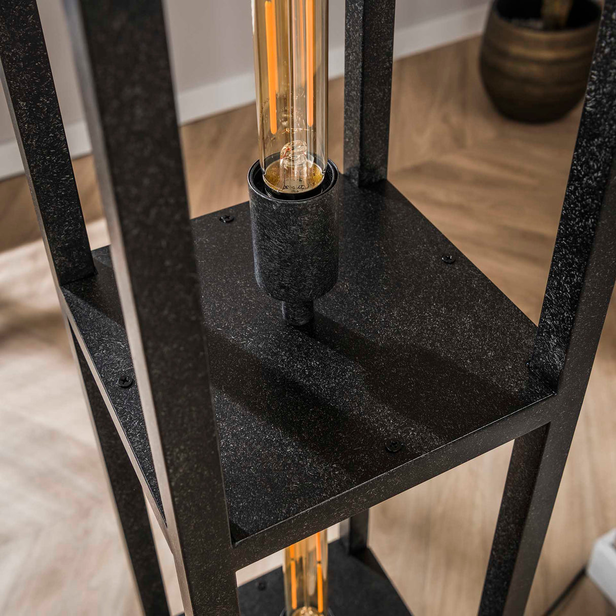 Industrial floor lamp Ardon 4-lights - Black metal