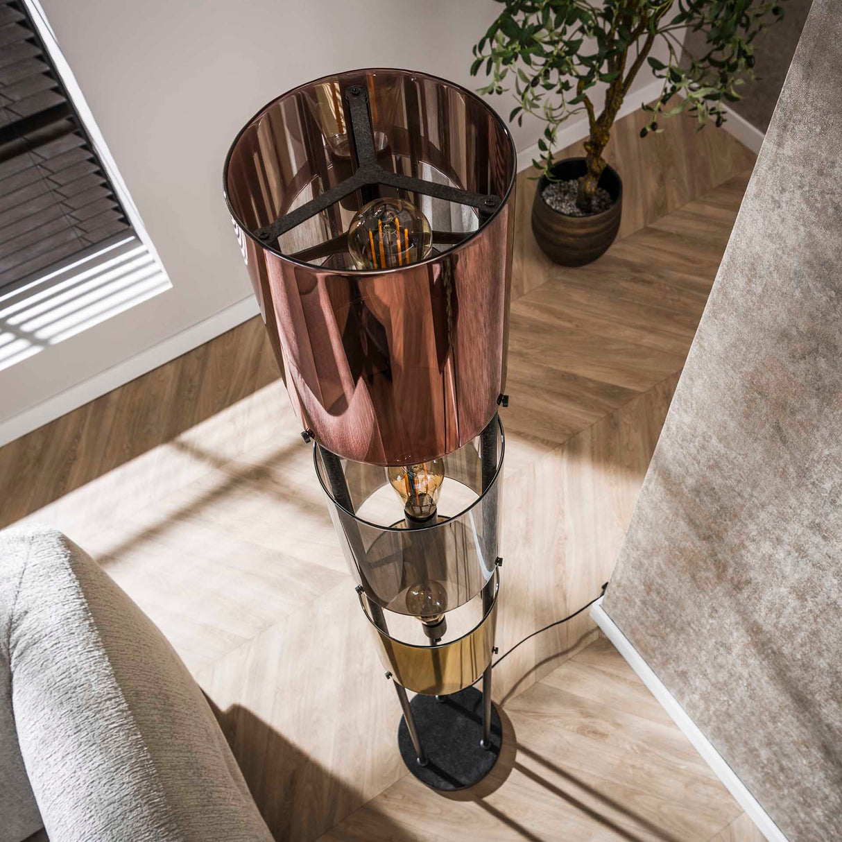 Vloerlampen - Vloerlamp Nox 3 - lichts Zwart Metaal 175 cm - Dimehouse